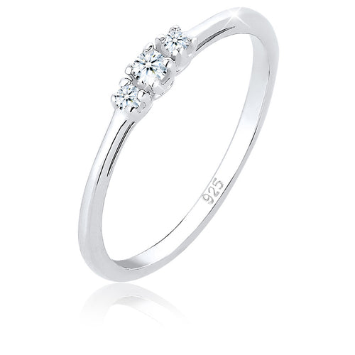 Silber - Elli DIAMONDS | Verlobungsring | Diamant ( Weiß, 0,06 ct ) | 925er Sterling Silber