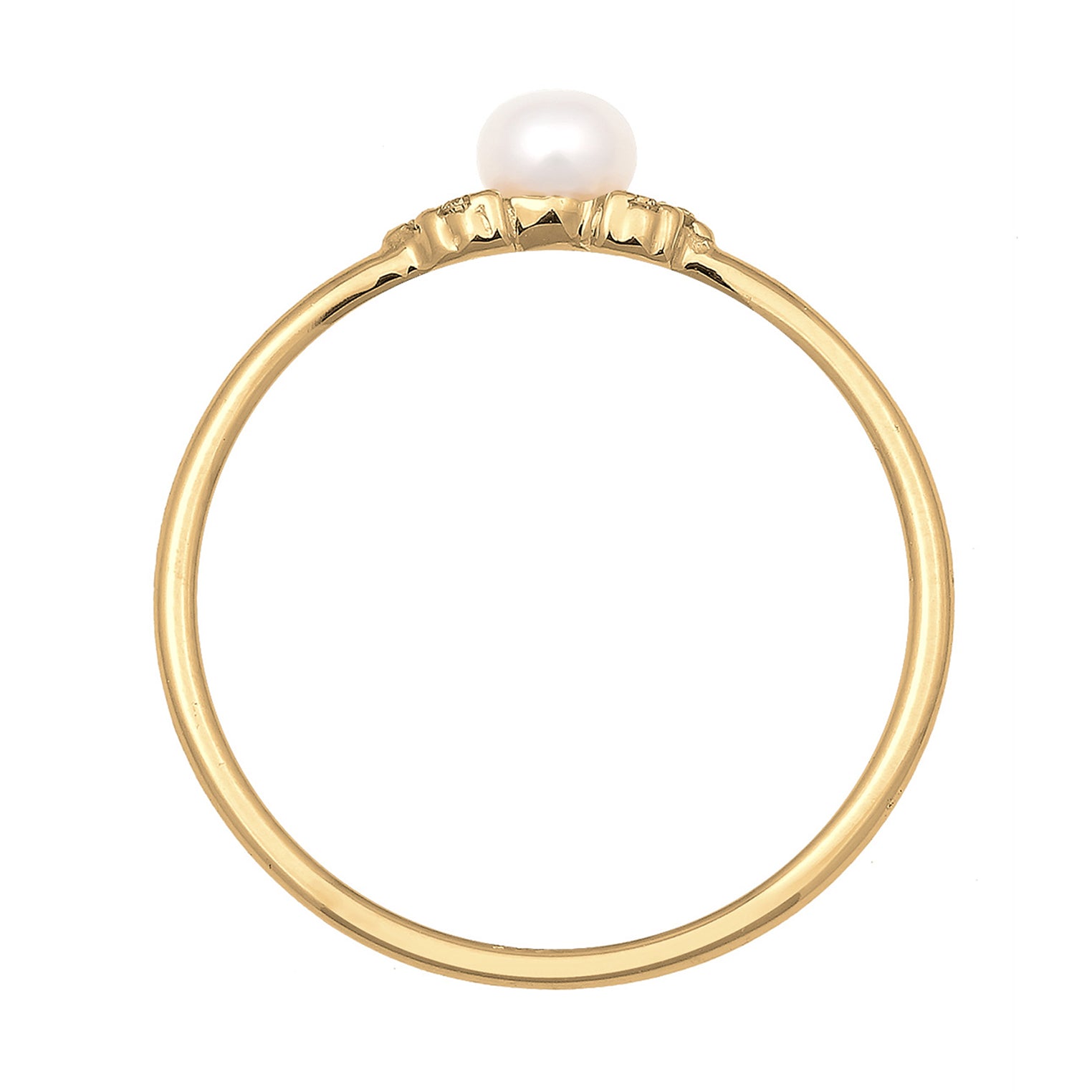 Gold - Elli DIAMONDS | Verlobungsring | Süßwasserperle, Diamant ( Weiß, 0,03 ct ) | 585 Gelbgold