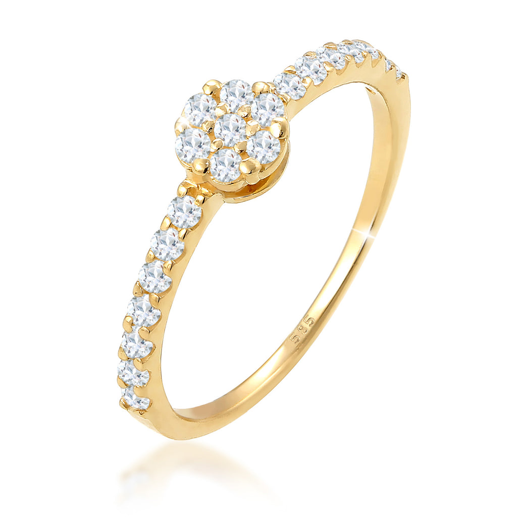 Gold - Elli PREMIUM | Verlobungsring | Topas ( Weiß ) | 585 Gelbgold