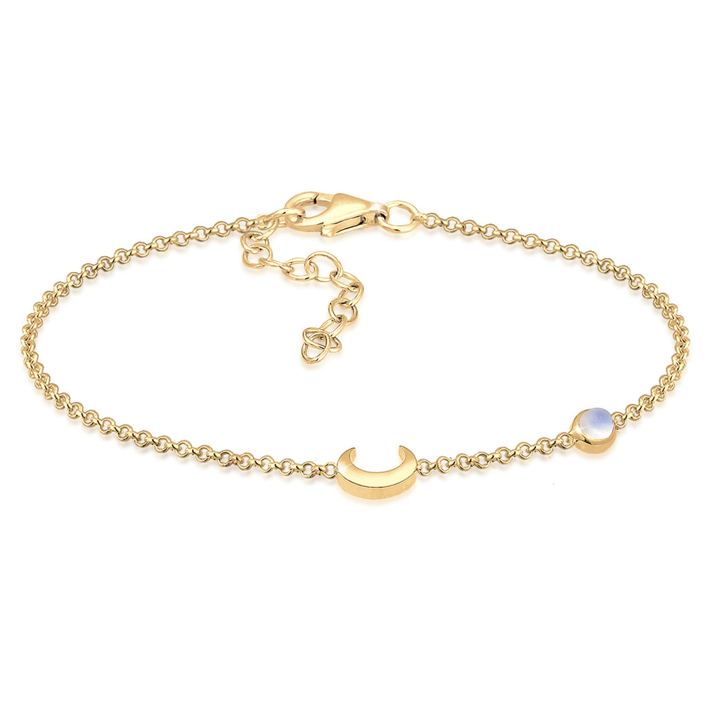 Gold - Elli | Armband Astro | Mondstein ( Weiß ) | 925 Sterling Silber vergoldet