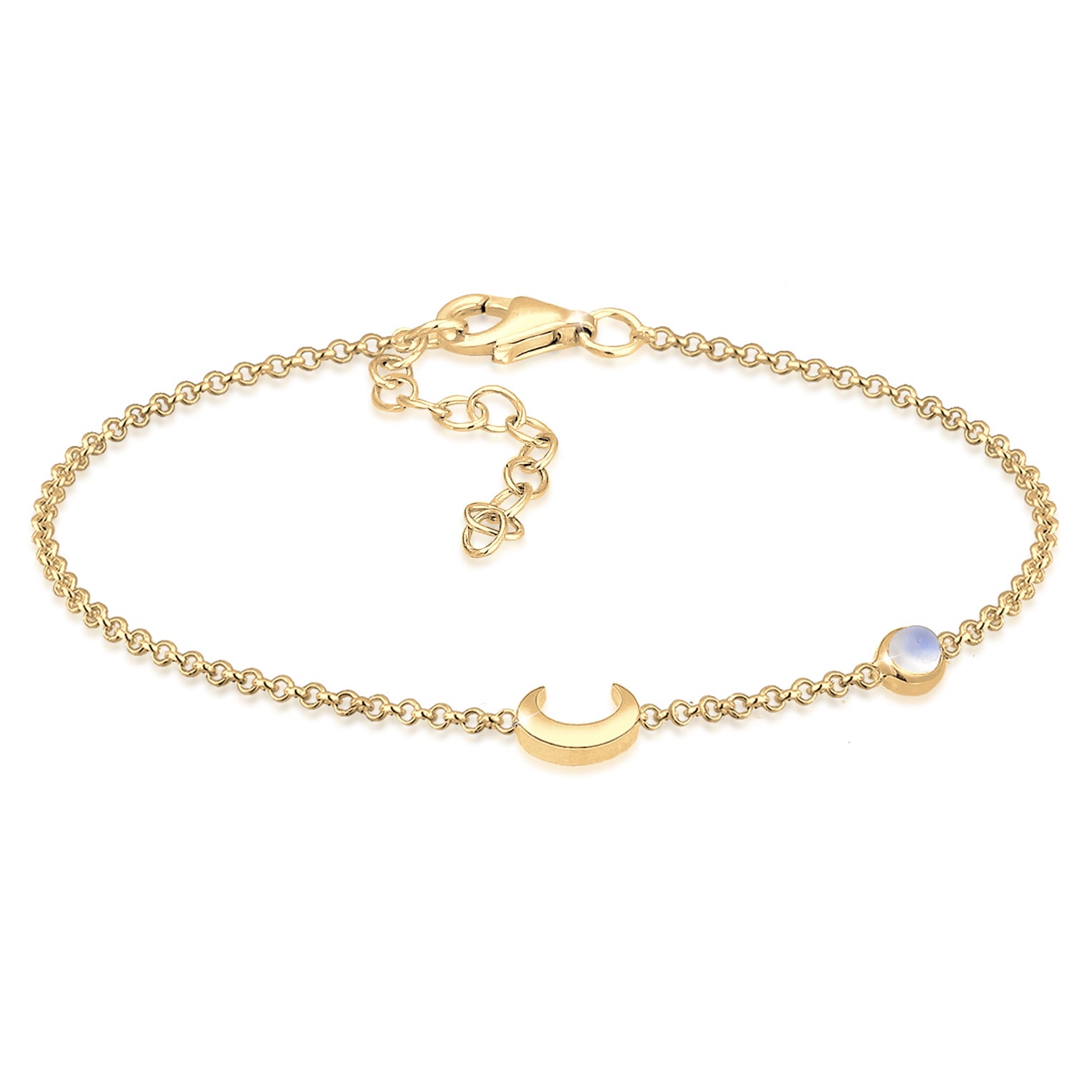 Gold - Elli | Armband Astro | Mondstein ( Weiß ) | 925 Sterling Silber vergoldet