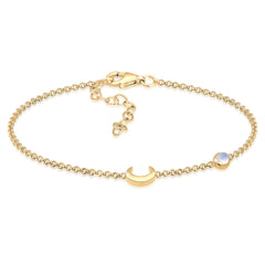 Gold - Elli | Armband Astro | Mondstein ( Weiß ) | 925 Sterling Silber vergoldet