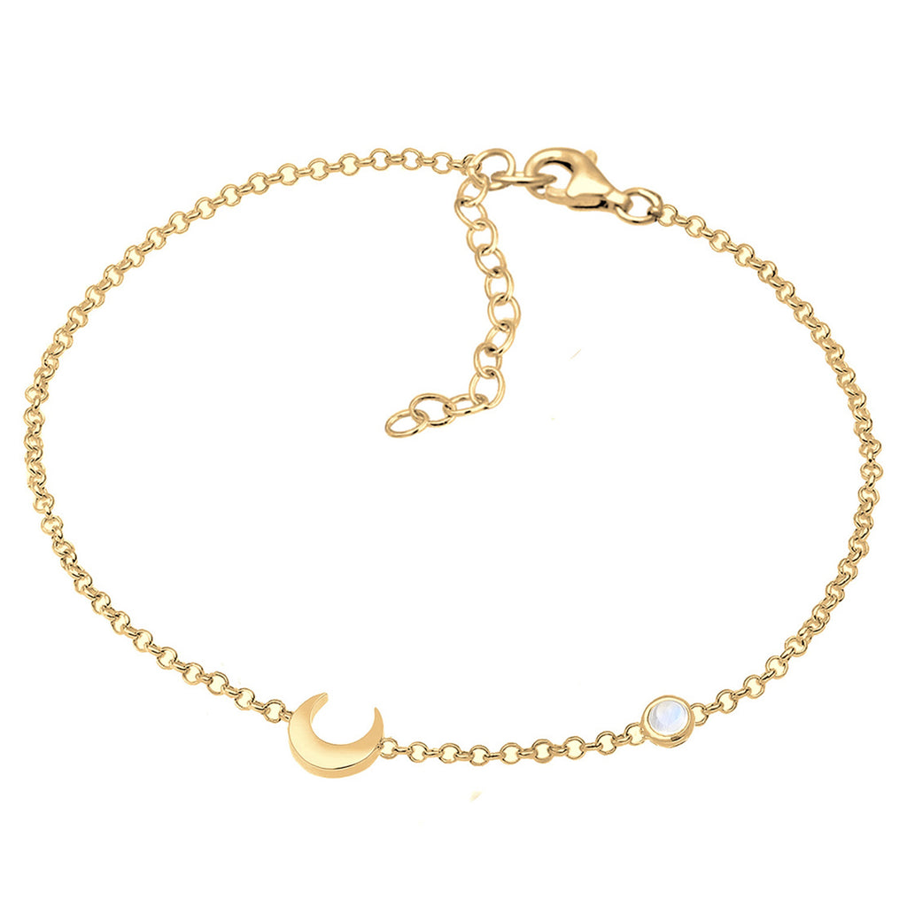 Gold - Elli | Armband Astro | Mondstein ( Weiß ) | 925 Sterling Silber vergoldet
