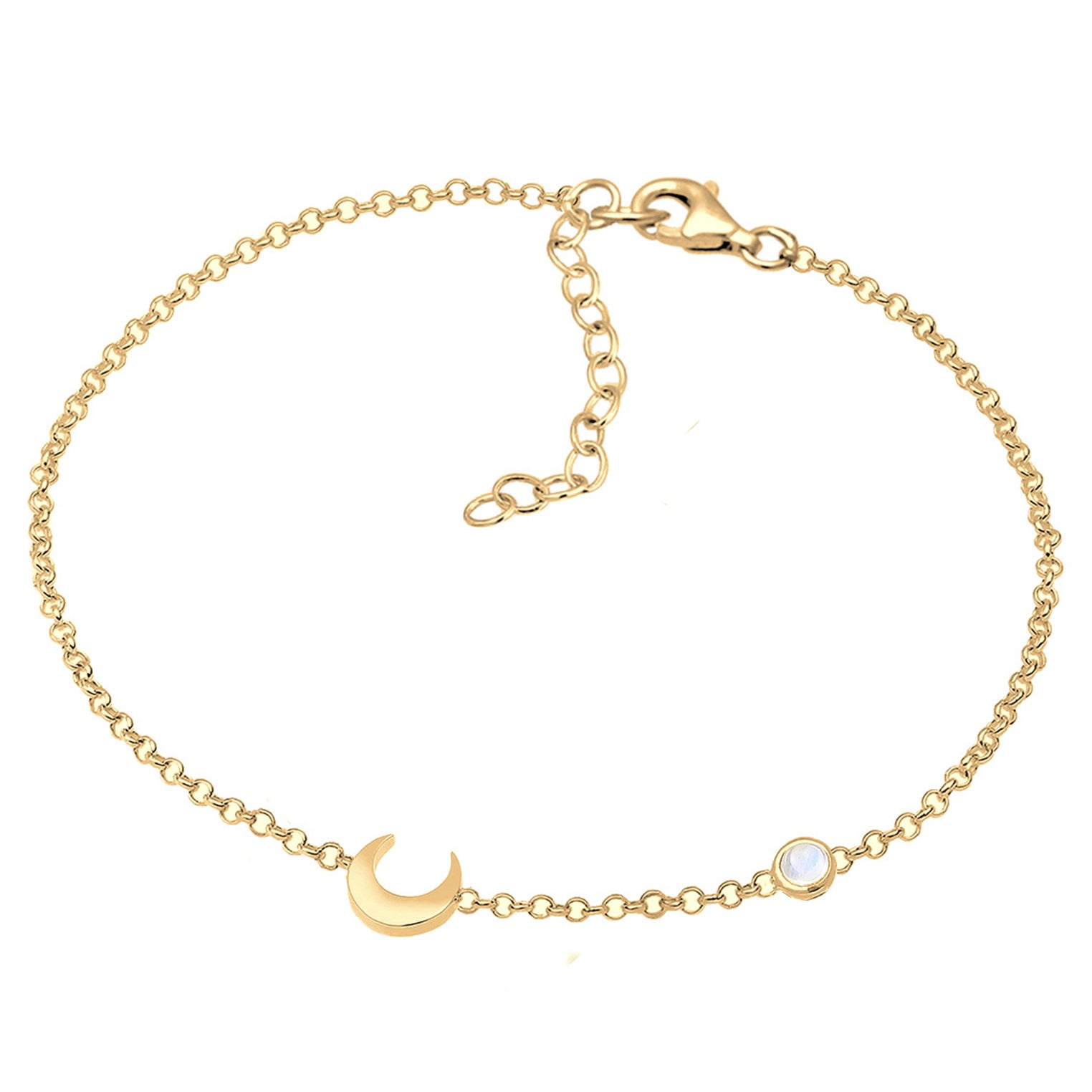 Gold - Elli | Armband Astro | Mondstein ( Weiß ) | 925 Sterling Silber vergoldet