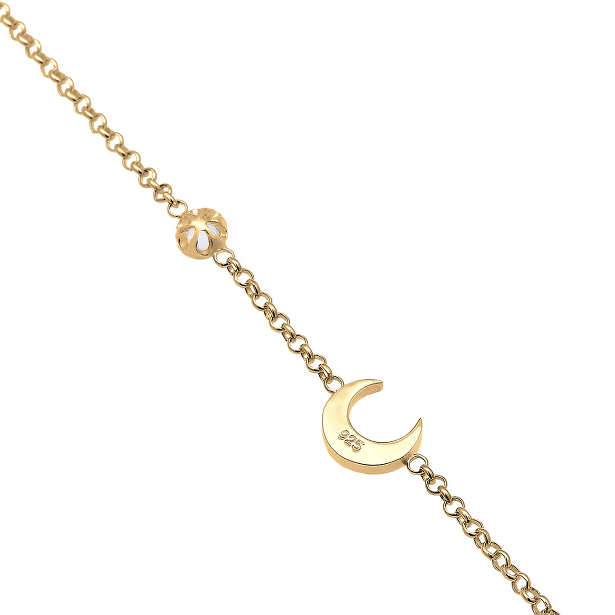 Gold - Elli | Armband Astro | Mondstein ( Weiß ) | 925 Sterling Silber vergoldet