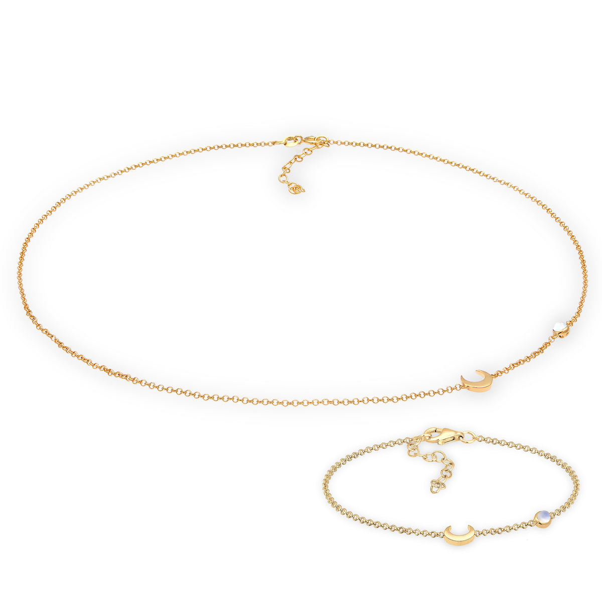 Half Moon Mondstein Armband & Halskette Schmuck Set