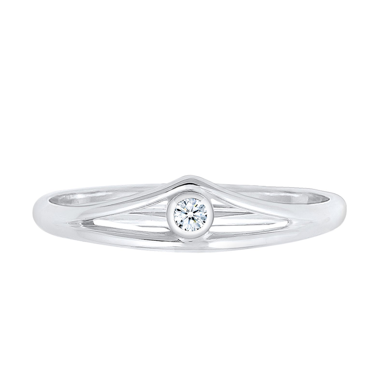 Silber - Elli DIAMONDS | Verlobungsring Geo | Diamant ( Weiß, 0,03 ct ) | 925er Sterling Silber