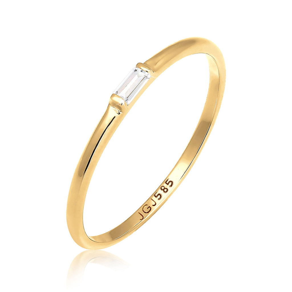 Gold - Elli PREMIUM | Verlobungsring | Topas ( Weiß ) | 585 Gelbgold