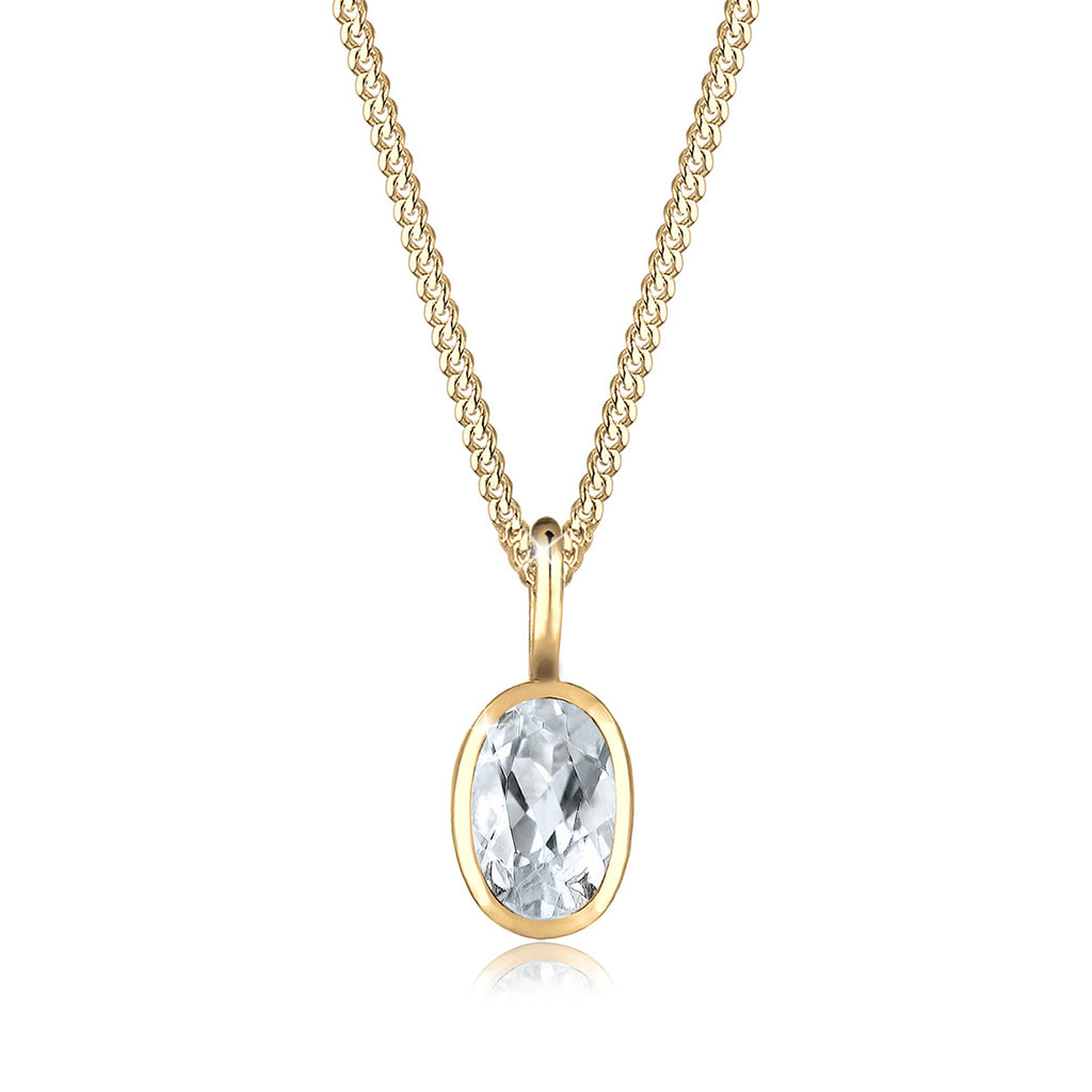 Gold - Elli PREMIUM | Halskette | Topas (Weiß) | 585 Gelbgold
