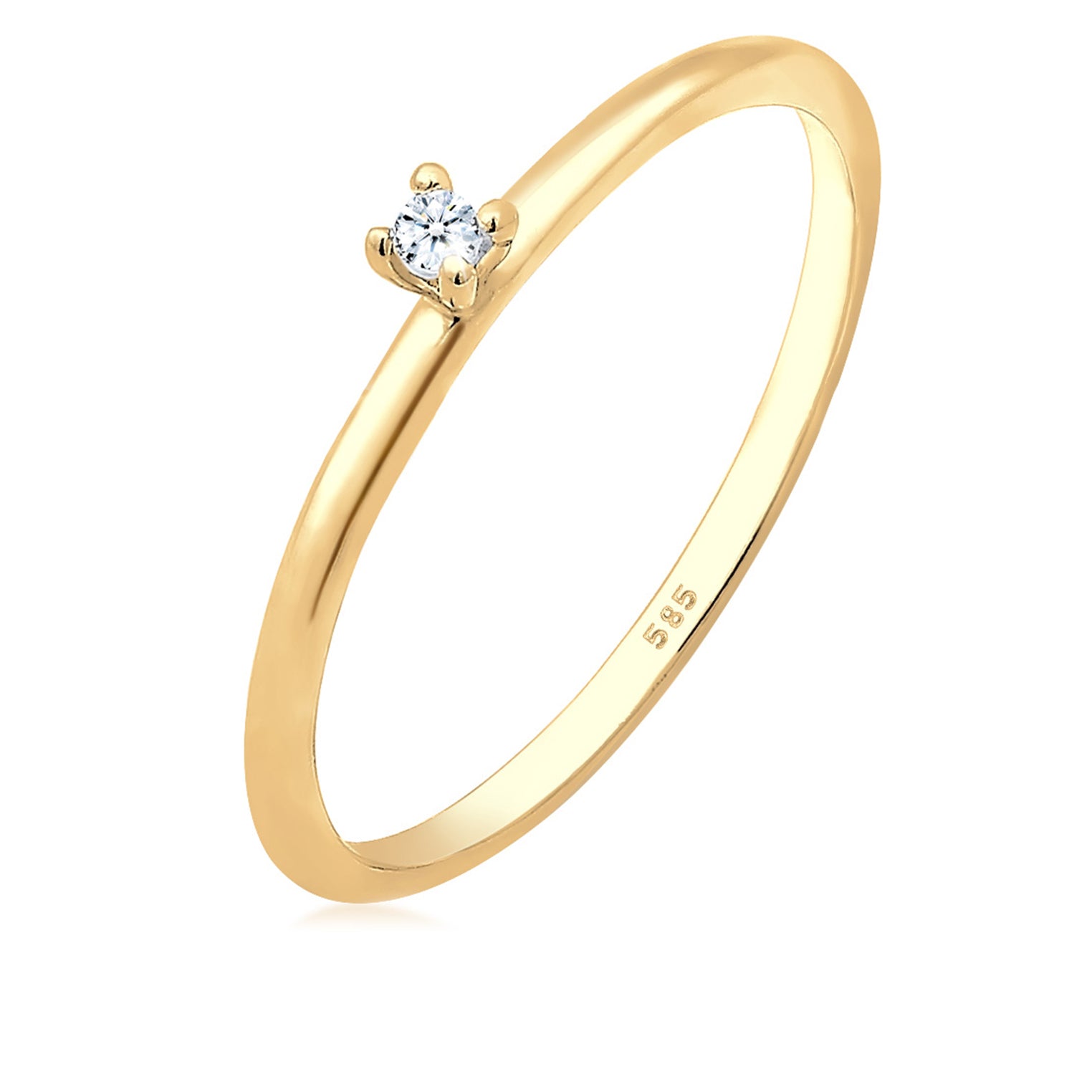 Gold - Elli DIAMONDS | Solitär-Ring | Diamant ( Weiß, 0,015 ct ) | 585 Gelbgold