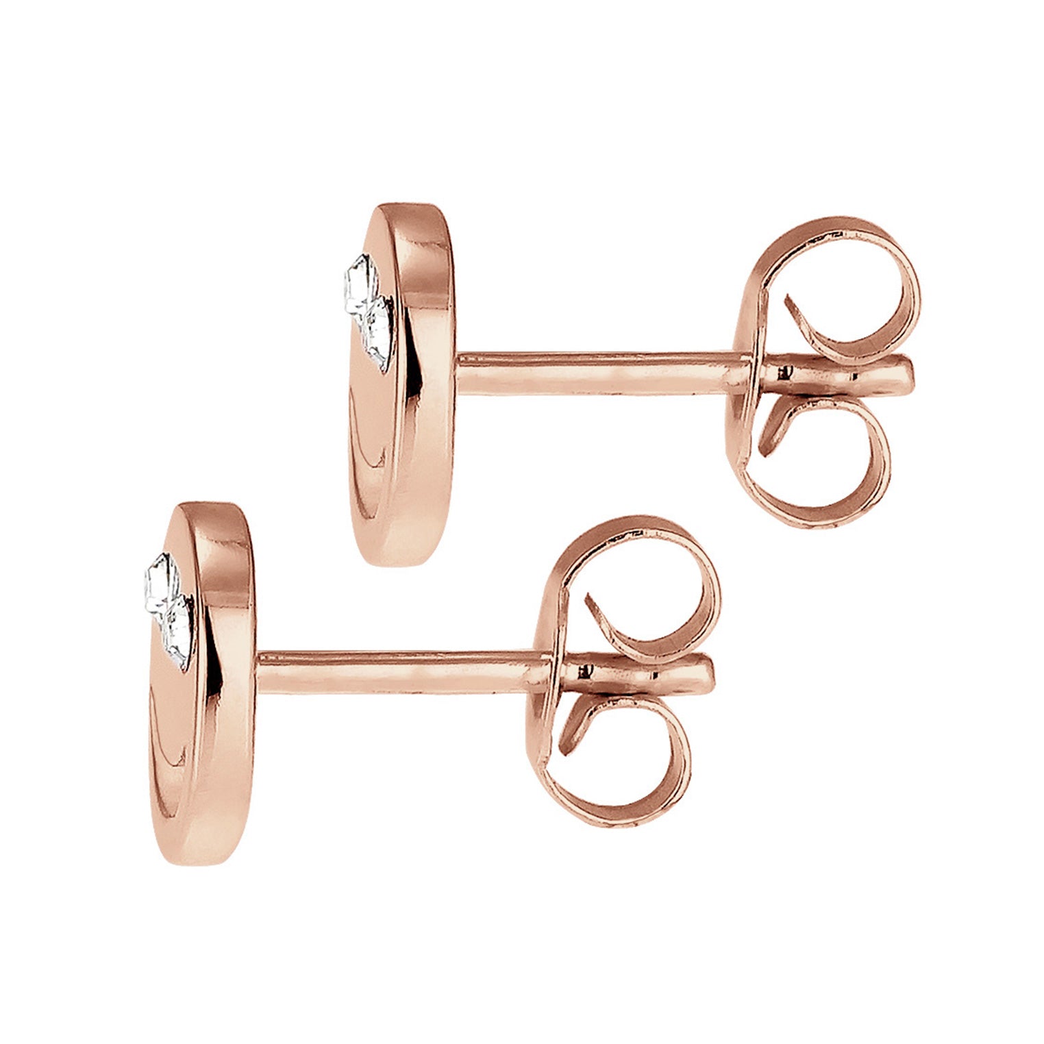 Roségold - Elli | Ohrstecker mit Smiling Face | Mit Kristallen von Swarovski® (Weiß) | 925 Sterling Silber Rosegold