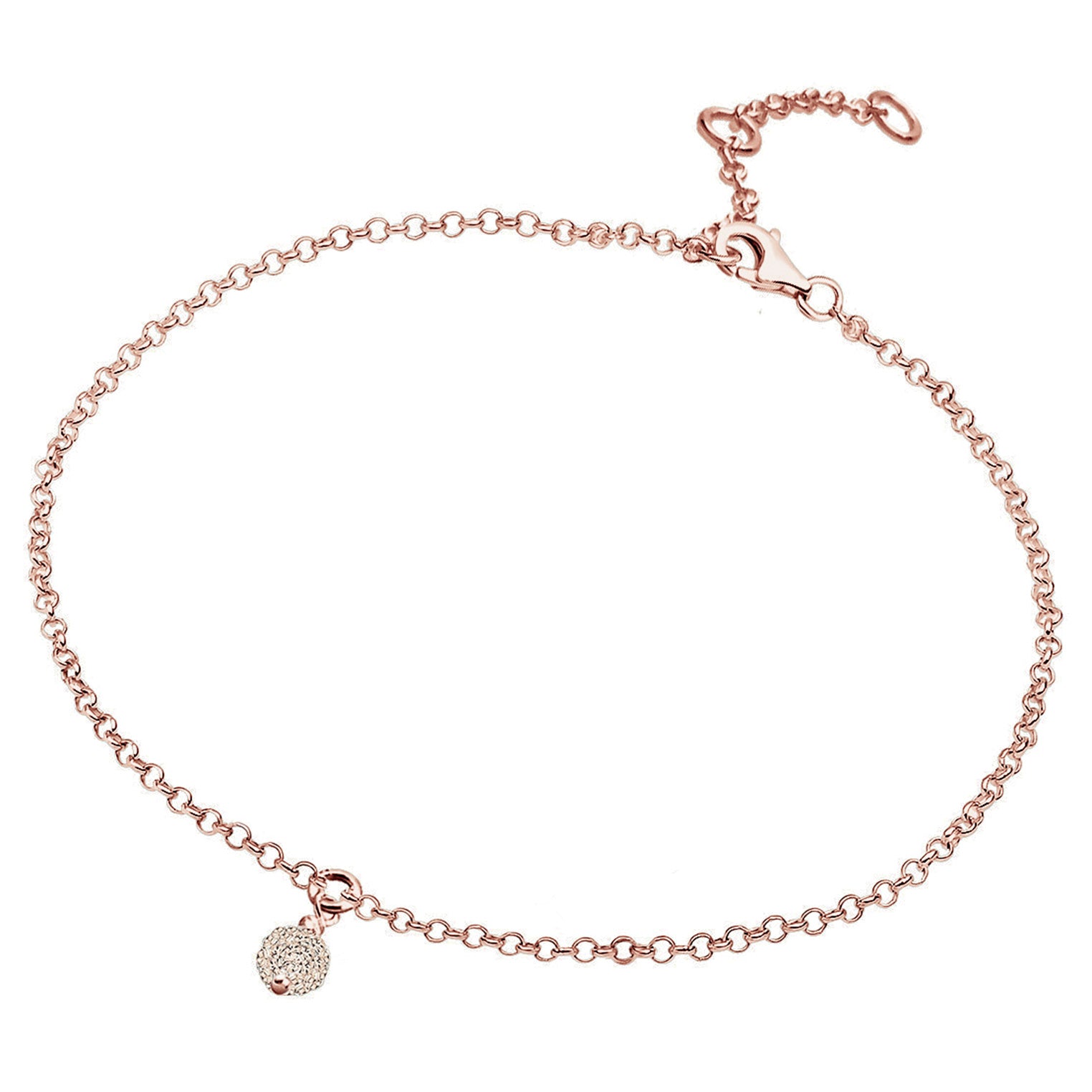 Roségold - Elli | Armband Kugel | Kristall ( Braun ) | 925 Sterling Silber Rosegold