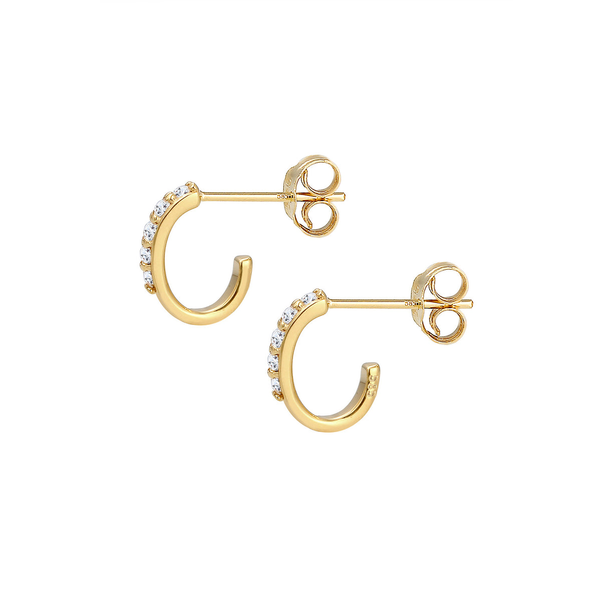 Gold - Elli PREMIUM | Creole | Topas ( Weiß ) | 585 Gelbgold