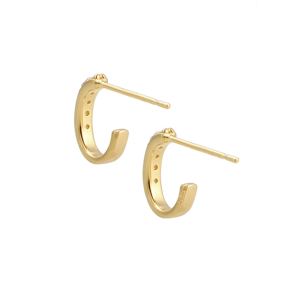 Gold - Elli PREMIUM | Creole | Topas ( Weiß ) | 585 Gelbgold