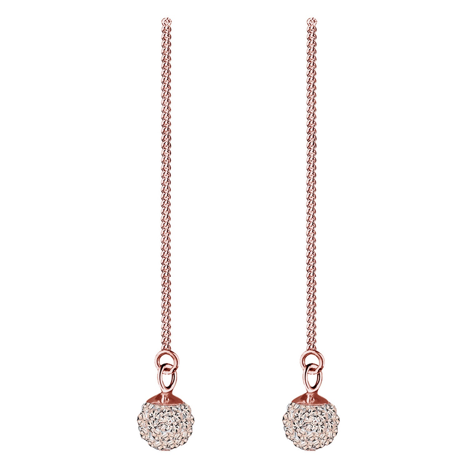 Roségold - Elli | Ohrhänger Ear Chain | Kristall ( Braun ) | 925 Sterling Silber Rosegold