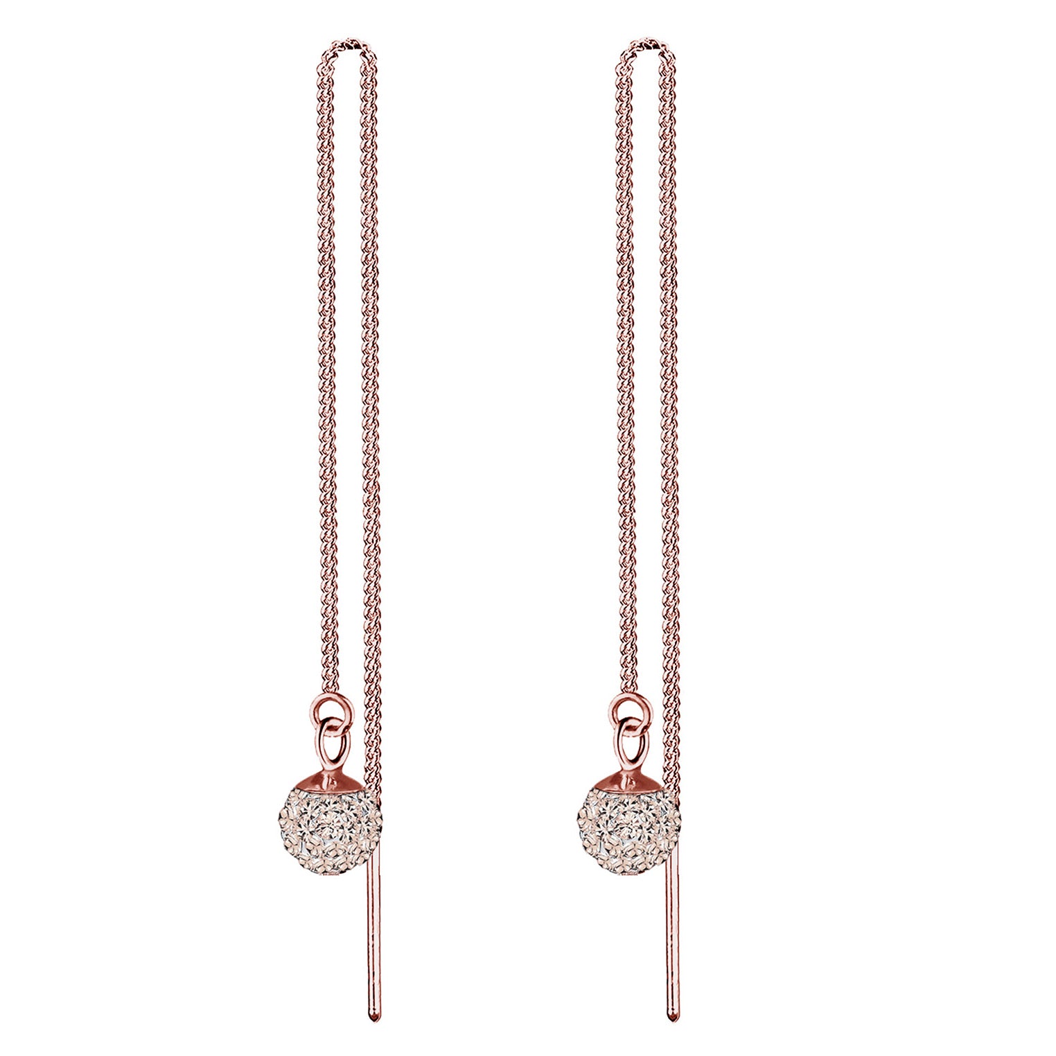 Roségold - Elli | Ohrhänger Ear Chain | Kristall ( Braun ) | 925 Sterling Silber Rosegold