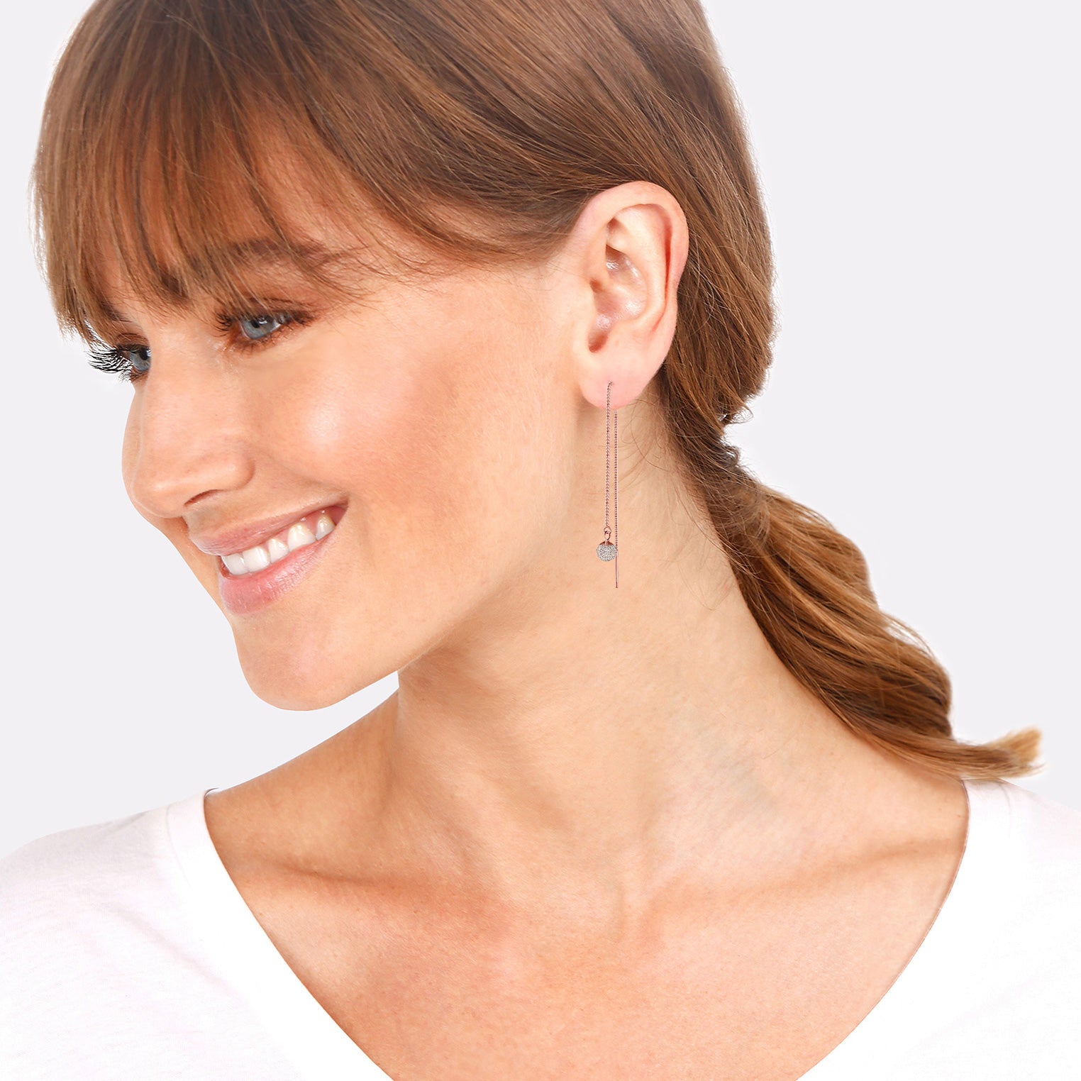 Roségold - Elli | Ohrhänger Ear Chain | Kristall ( Braun ) | 925 Sterling Silber Rosegold