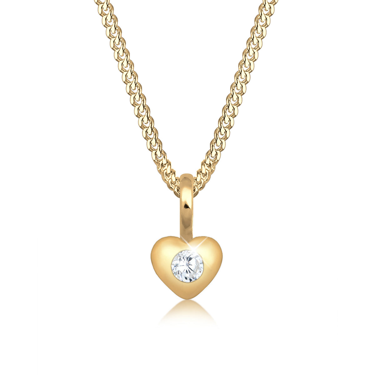 Gold - Elli PREMIUM | Halskette Herz | Zirkonia (Weiß) | 585 Gelbgold
