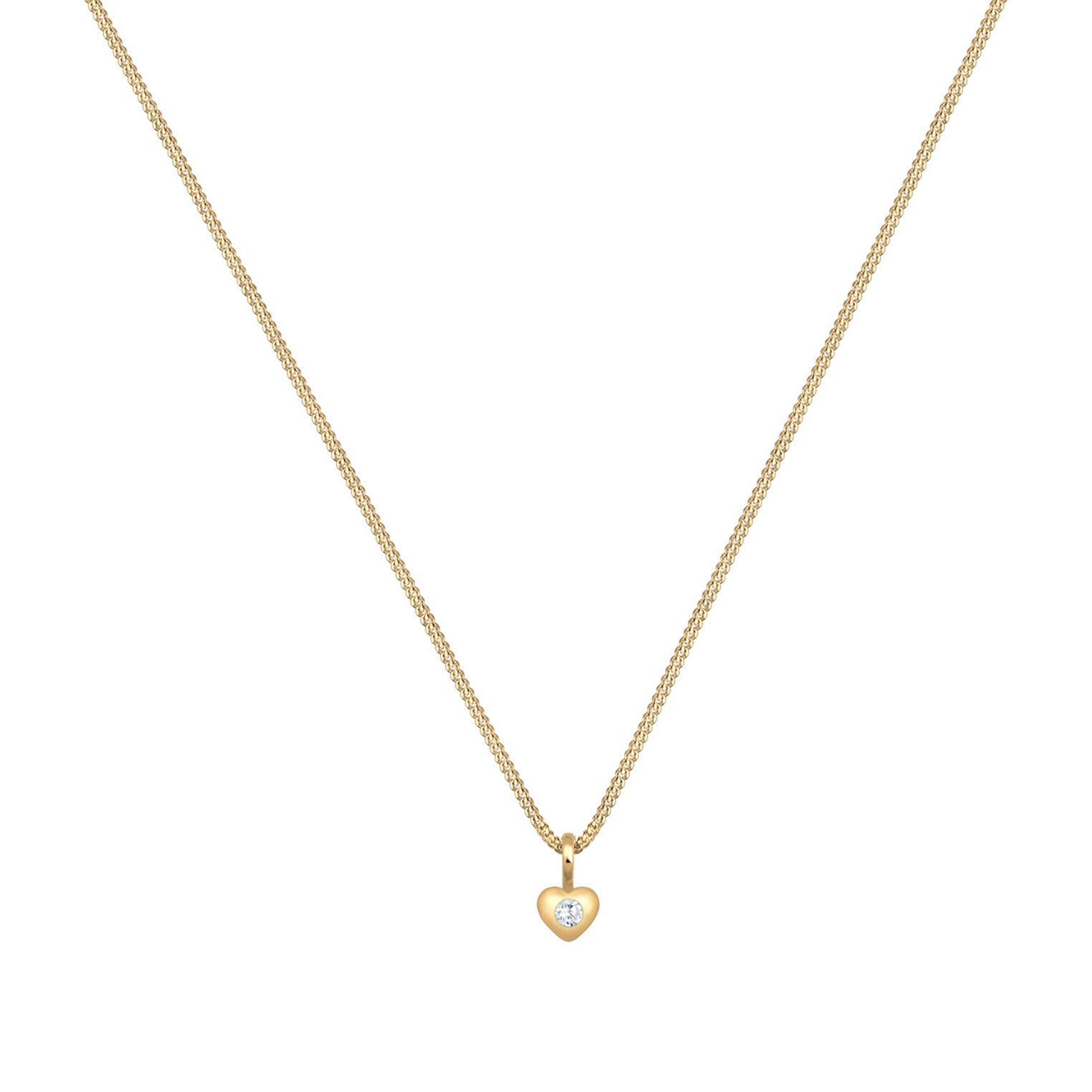 Gold - Elli PREMIUM | Halskette Herz | Zirkonia ( Weiß ) | 585 Gelbgold