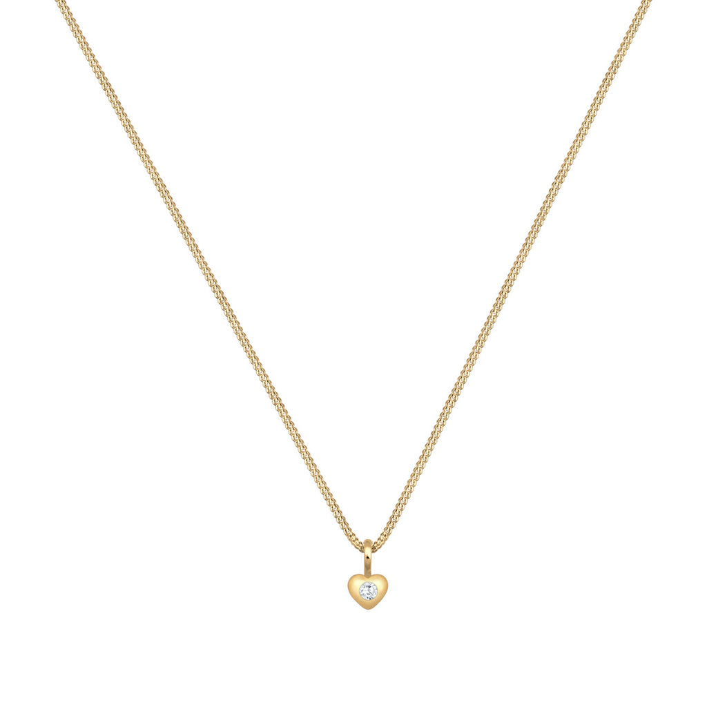 Gold - Elli PREMIUM | Halskette Herz | Zirkonia (Weiß) | 585 Gelbgold