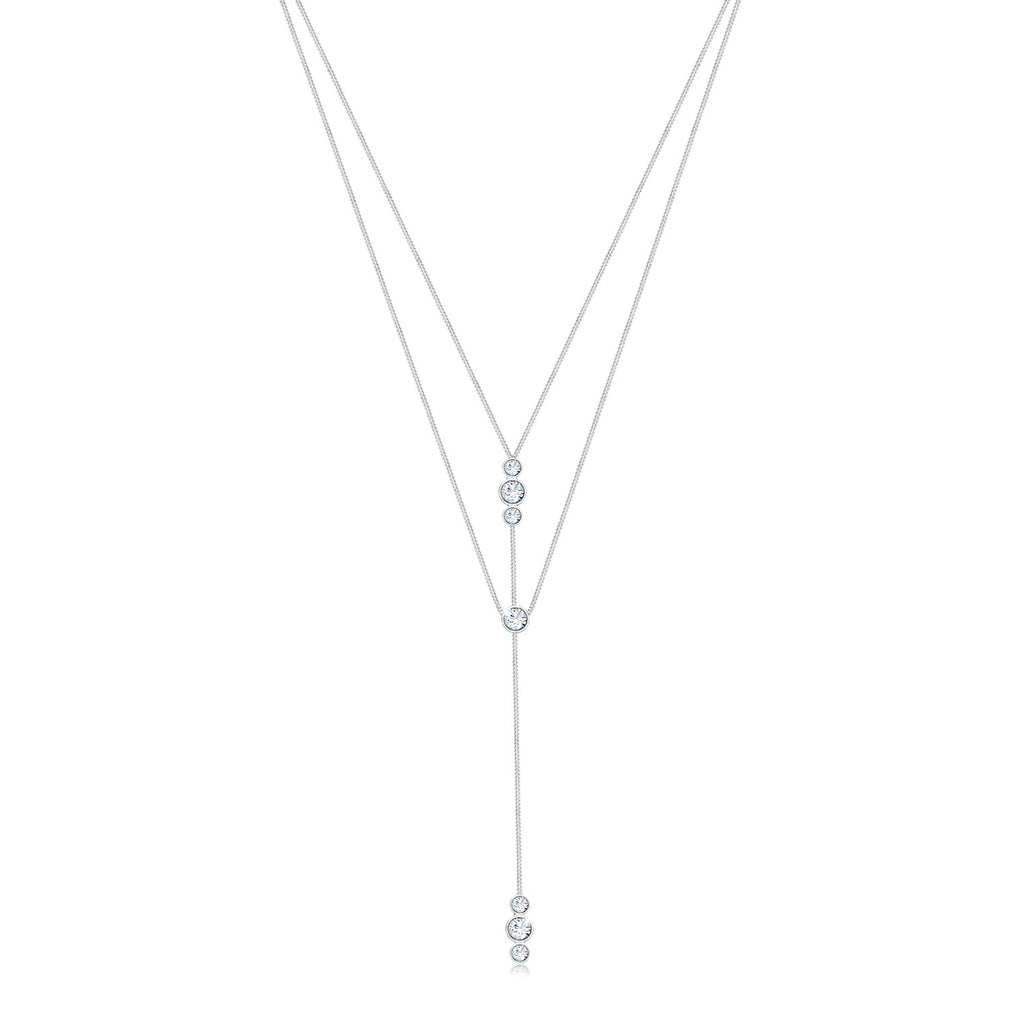 Silber - Elli | Layer-Halskette | mit Kristallen von Swarovski® (Weiß) | 925er Sterling Silber
