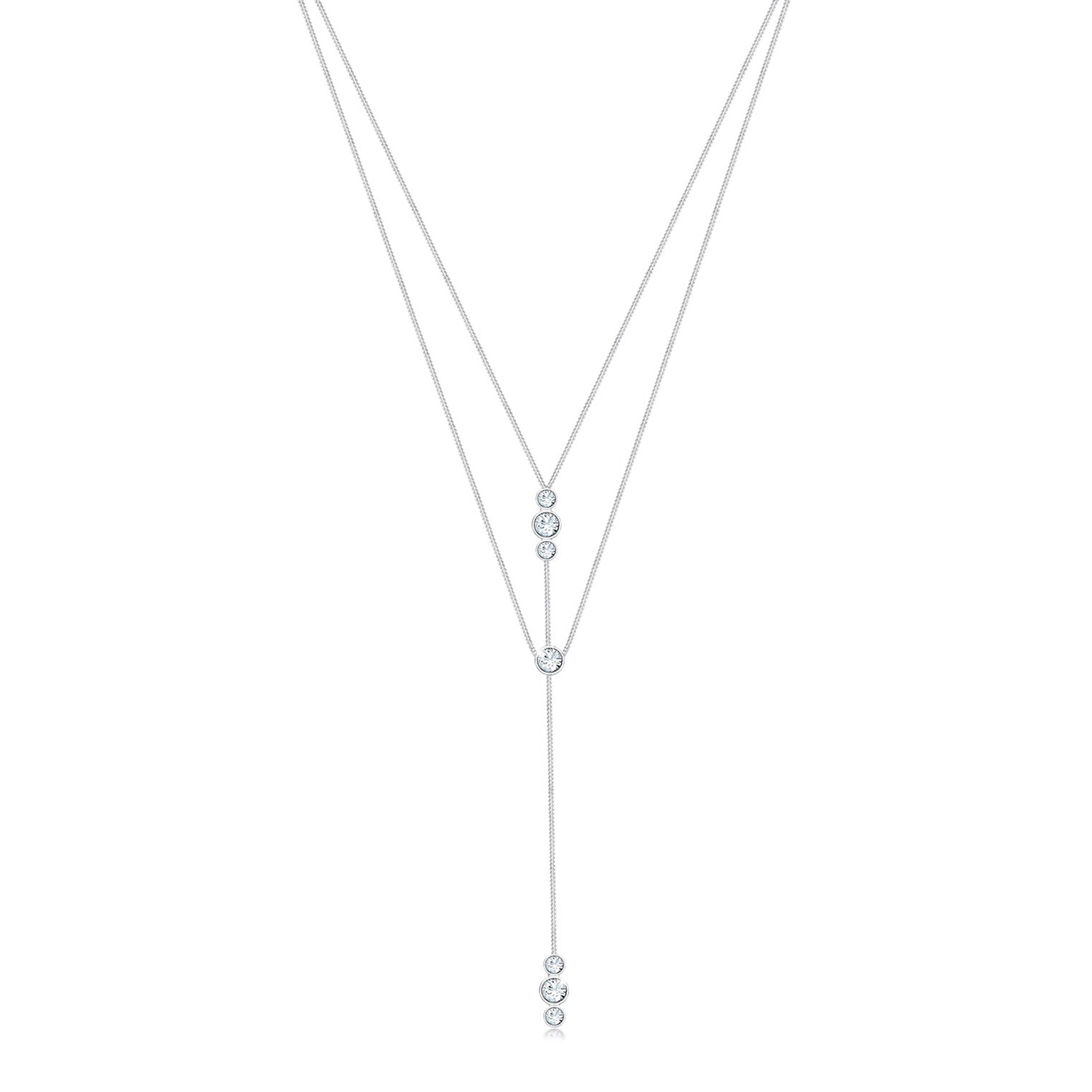 Silber - Elli | Layer-Halskette | mit Kristallen von Swarovski® (Weiß) | 925er Sterling Silber
