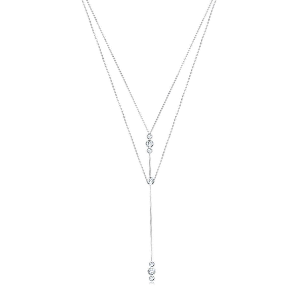 Silber - Elli | Layer-Halskette | mit Kristallen von Swarovski® (Weiß) | 925er Sterling Silber