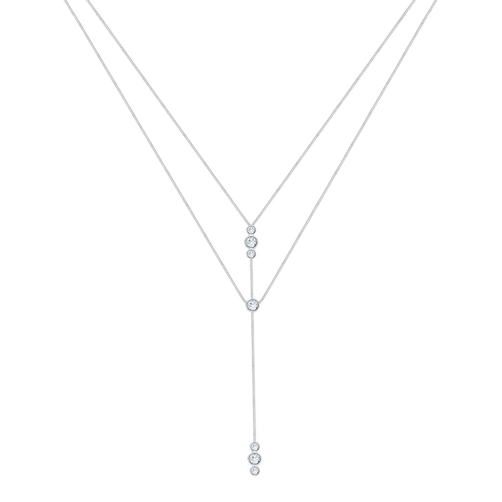Silber - Elli | Layer-Halskette | mit Kristallen von Swarovski® (Weiß) | 925er Sterling Silber