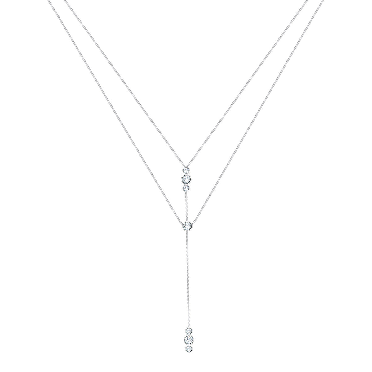 Silber - Elli | Layer-Halskette | mit Kristallen von Swarovski® (Weiß) | 925er Sterling Silber
