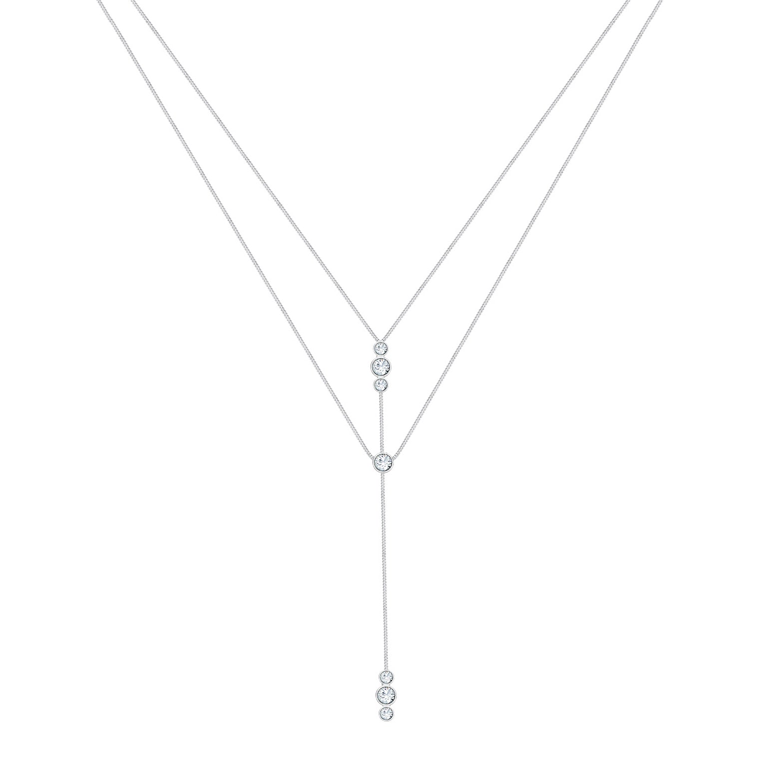 Silber - Elli | Layer-Halskette | Mit Kristallen von Swarovski® (Weiß) | 925er Sterling Silber