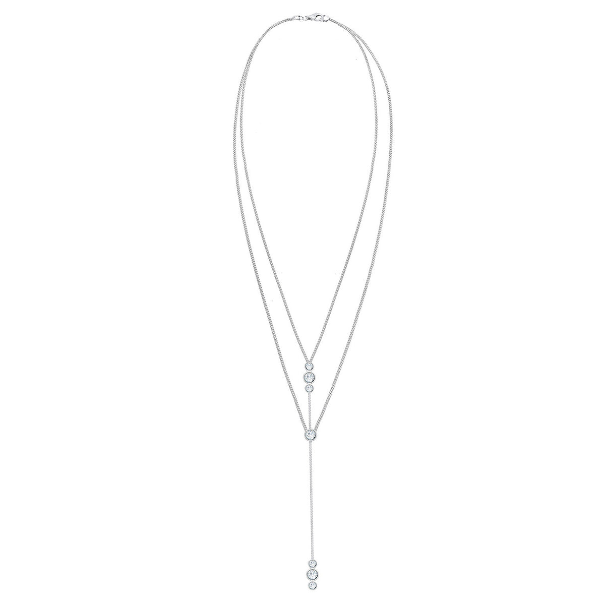 Silber - Elli | Layer-Halskette | mit Kristallen von Swarovski® (Weiß) | 925er Sterling Silber