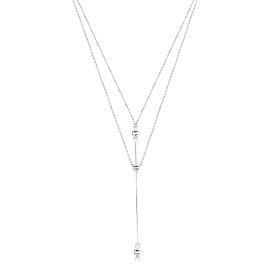 Silber - Elli | Layer-Halskette | mit Kristallen von Swarovski® (Weiß) | 925er Sterling Silber