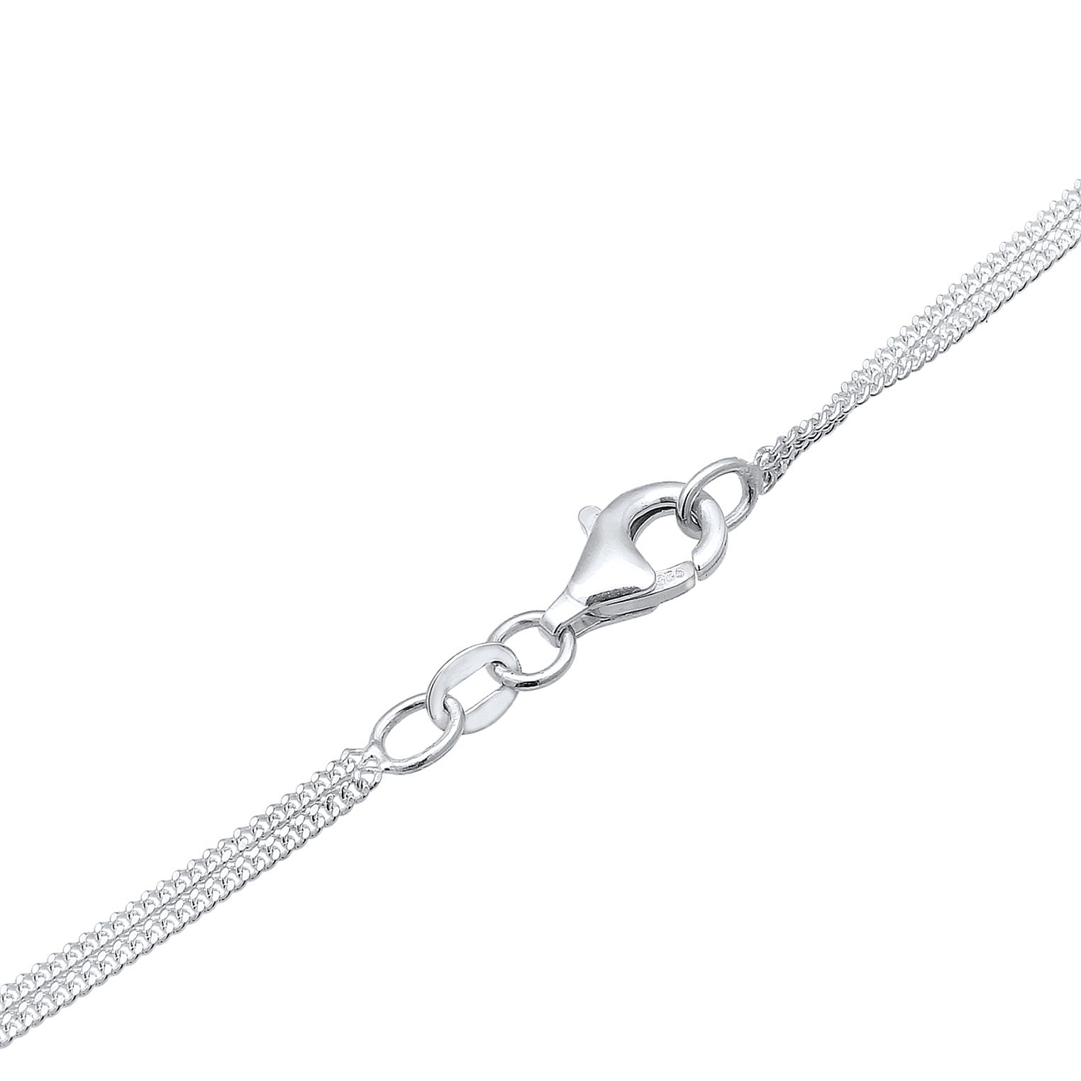 Silber - Elli | Layer-Halskette | Mit Kristallen von Swarovski® (Weiß) | 925er Sterling Silber