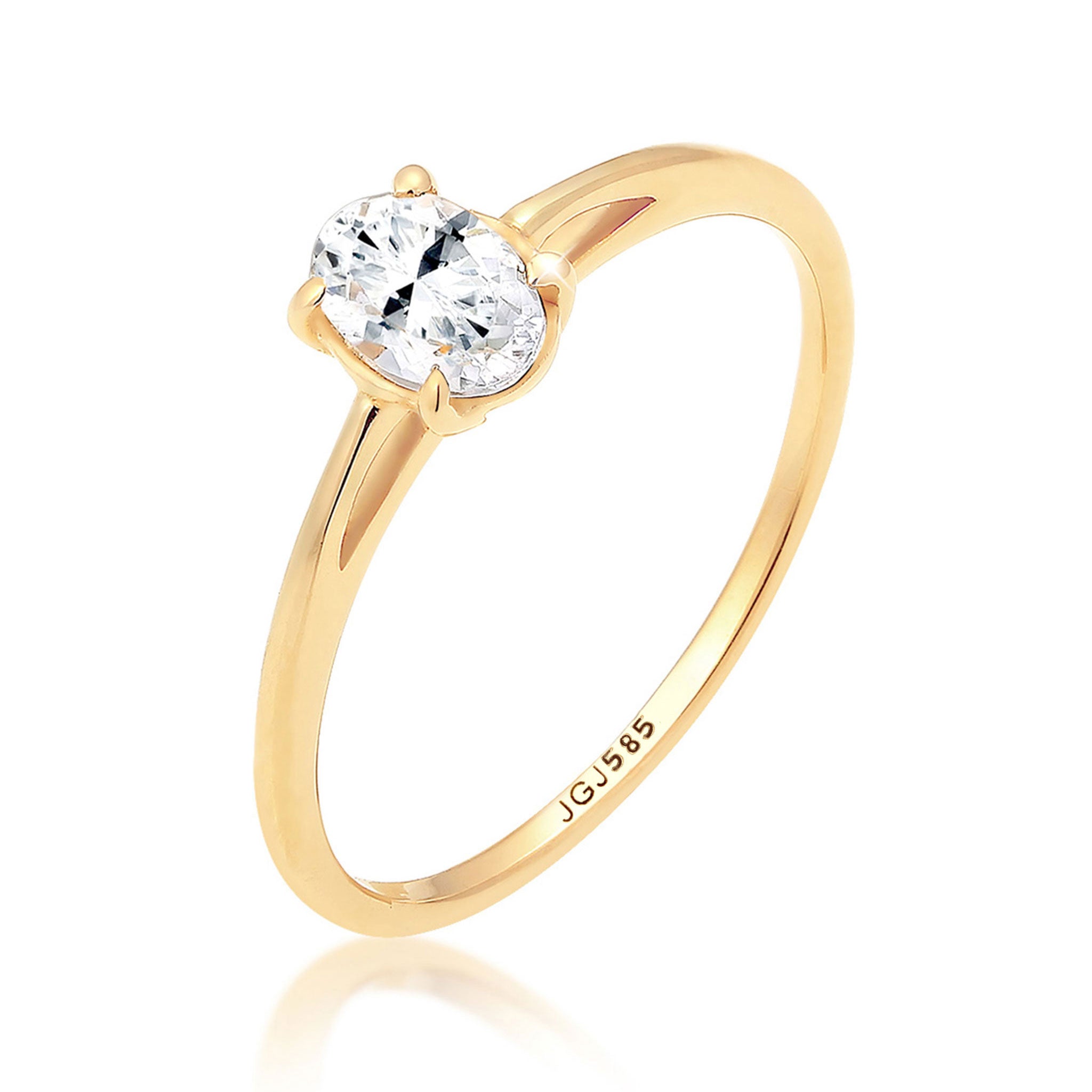 Gold - Elli PREMIUM | Verlobungsring | Topas ( Weiß ) | 585 Gelbgold