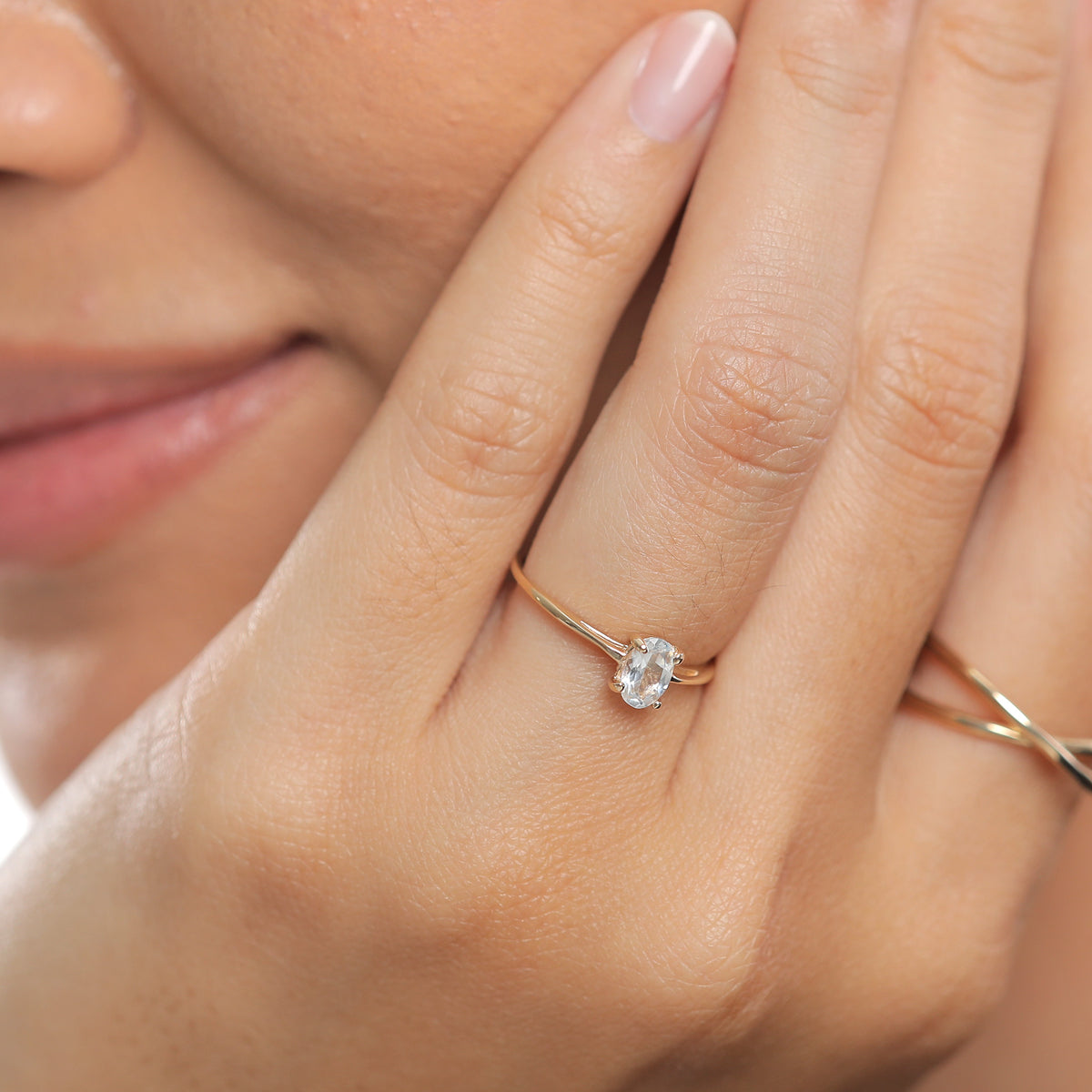Gold - Elli PREMIUM | Verlobungsring | Topas ( Weiß ) | 585 Gelbgold