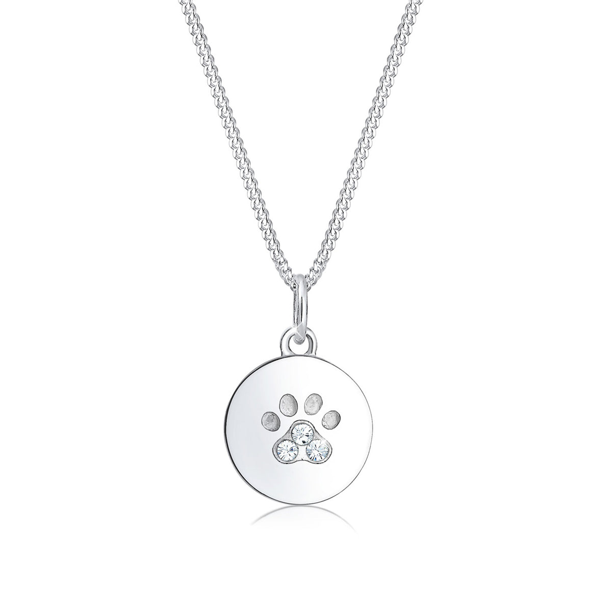 Silber - Elli | Halskette Pfote | Mit Kristallen von Swarovski® (Weiß) | 925er Sterling Silber
