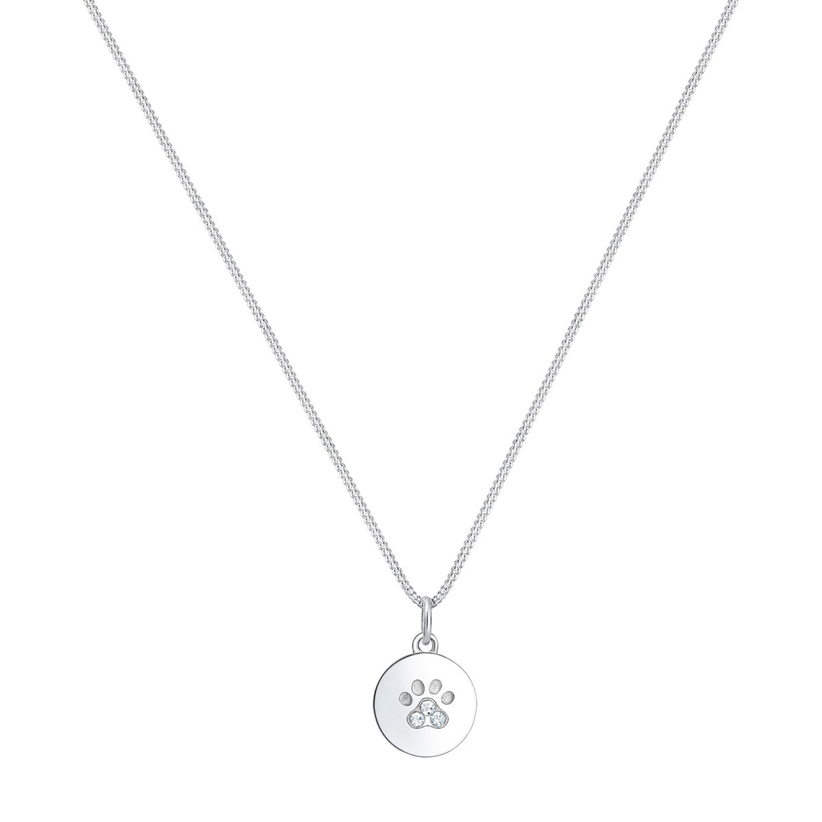 Silber - Elli | Halskette Pfote | Mit Kristallen von Swarovski® (Weiß) | 925er Sterling Silber
