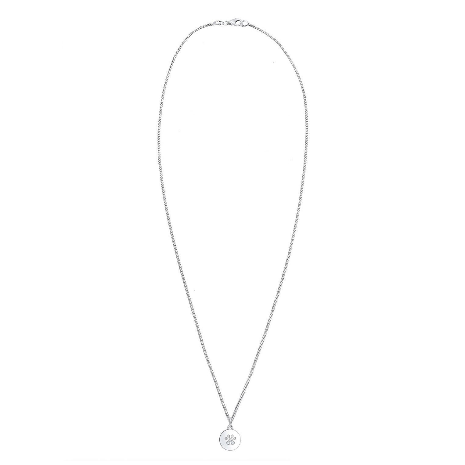 Silber - Elli | Halskette Pfote | Kristall ( Weiß ) | 925er Sterling Silber