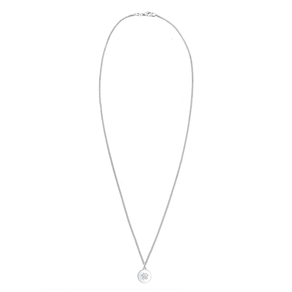 Silber - Elli | Halskette Pfote | Mit Kristallen von Swarovski® (Weiß) | 925er Sterling Silber