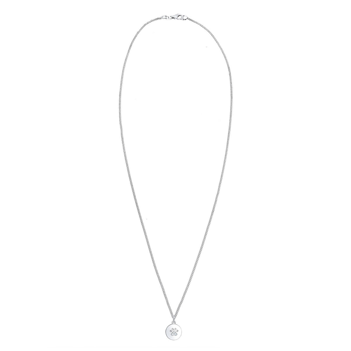 Silber - Elli | Halskette Pfote | Mit Kristallen von Swarovski® (Weiß) | 925er Sterling Silber