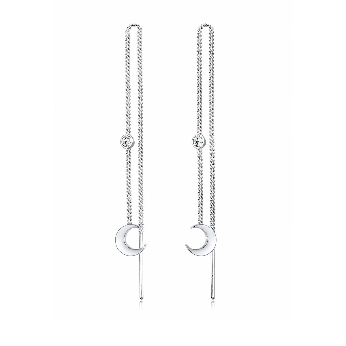 Silber - Elli | Ohrhänger Astro | Kristall ( Weiß ) | 925er Sterling Silber