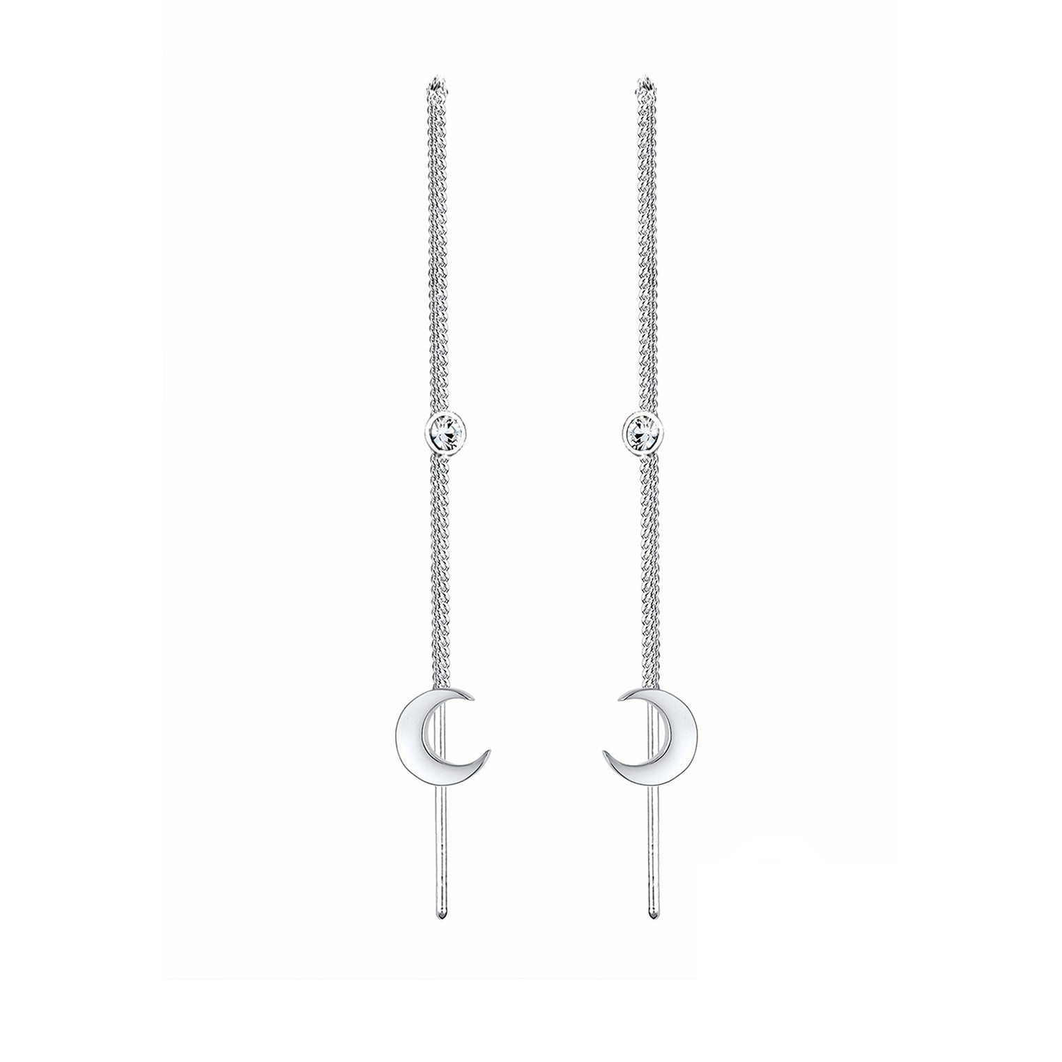 Silber - Elli | Ohrhänger Astro | Kristall ( Weiß ) | 925er Sterling Silber