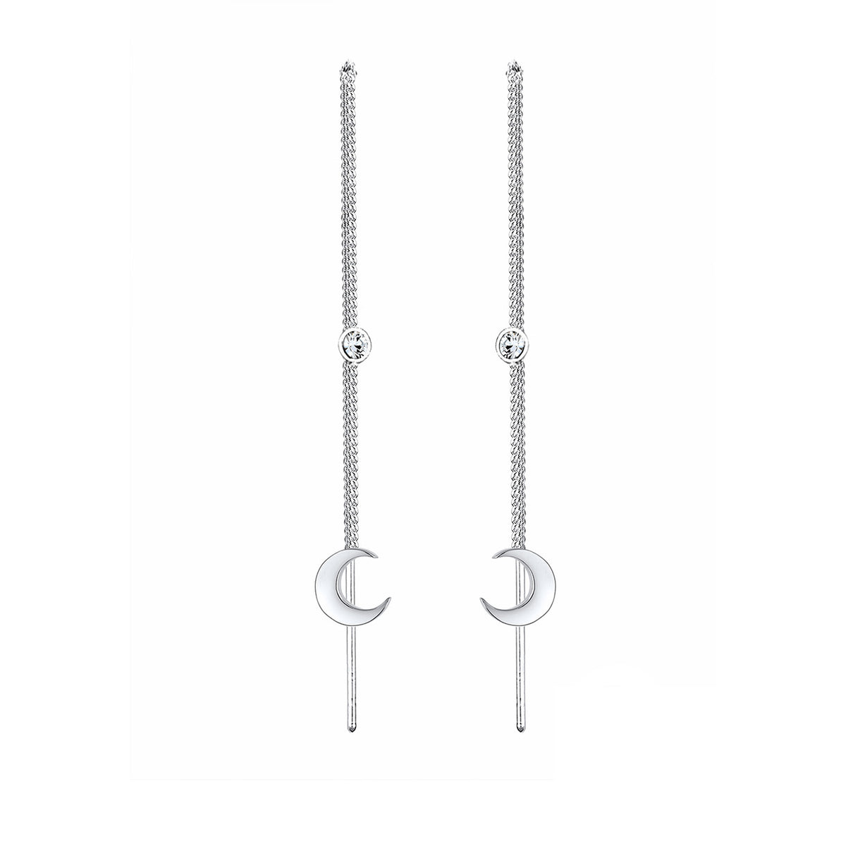 Silber - Elli | Ohrhänger Astro | Kristall ( Weiß ) | 925er Sterling Silber