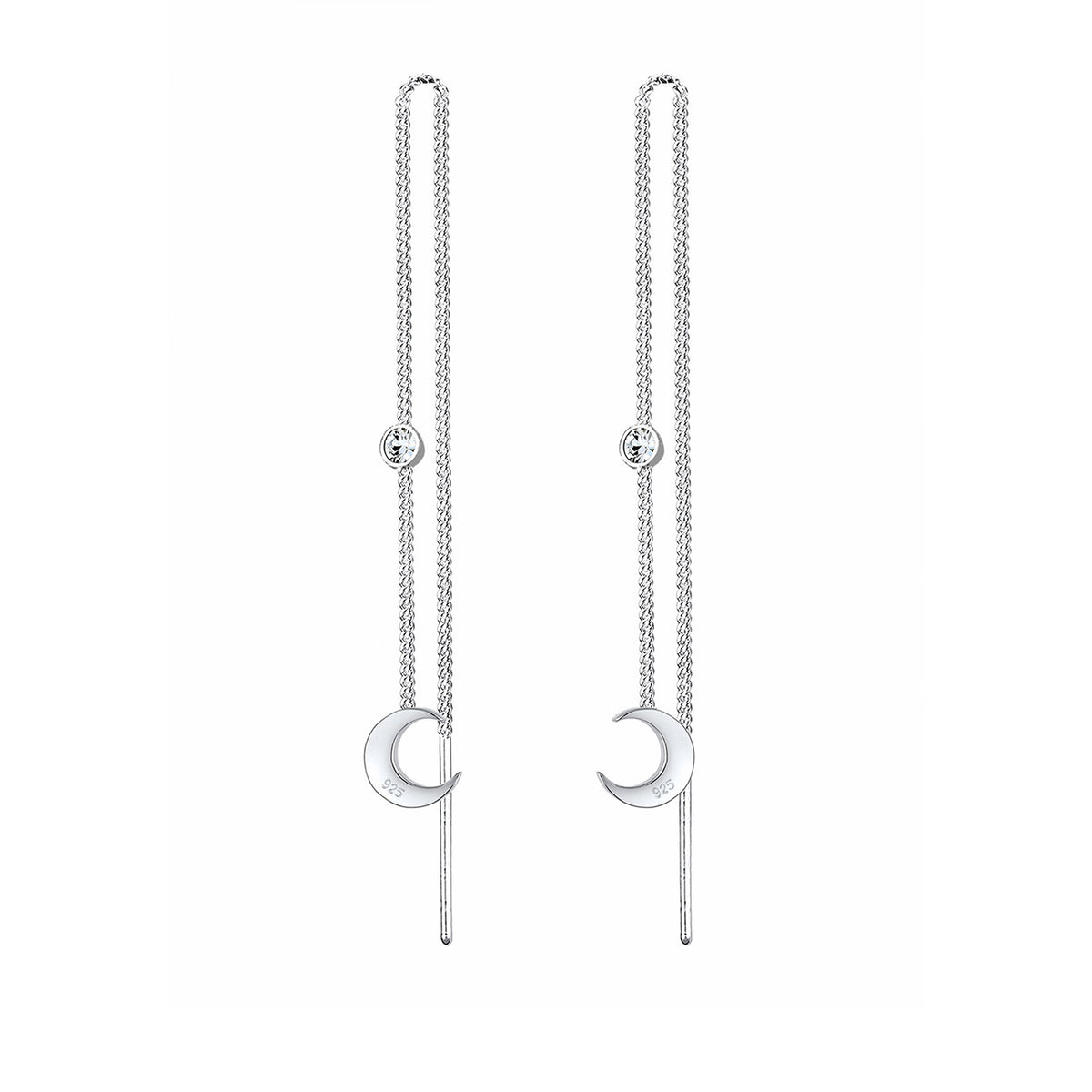 Silber - Elli | Ohrhänger Astro | Kristall ( Weiß ) | 925er Sterling Silber