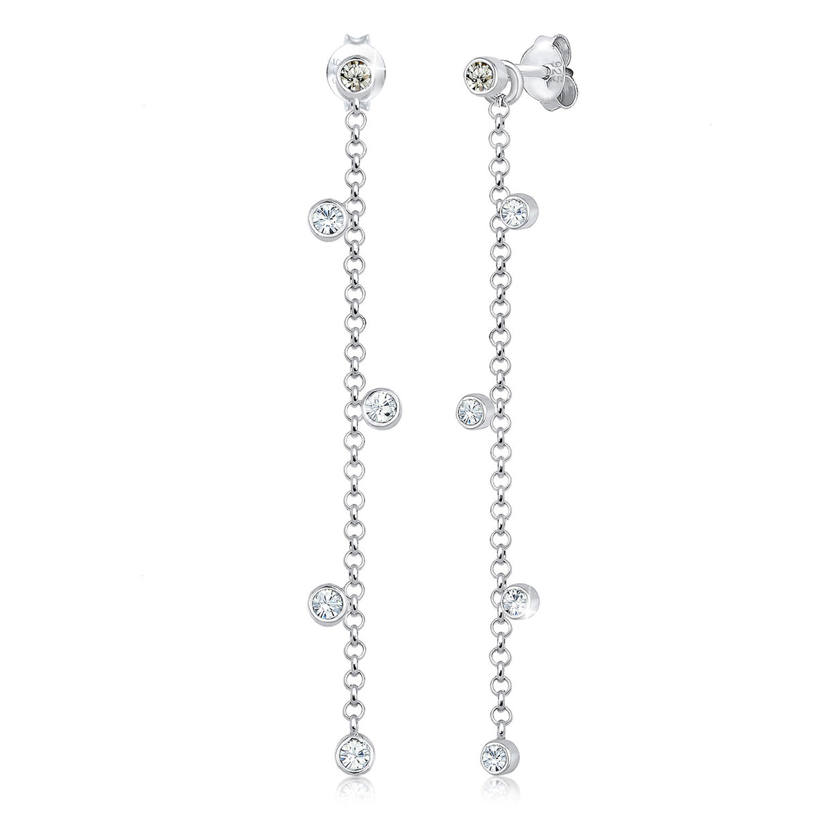 Silber - Elli | Ohrhänger Ear Chain | Mit Kristallen von Swarovski® (Weiß) | 925er Sterling Silber