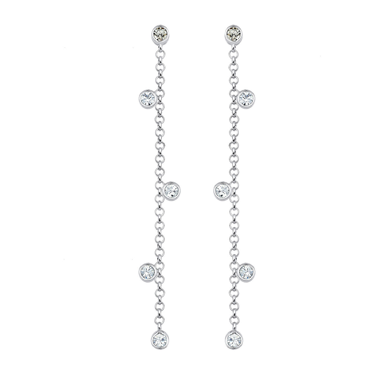 Silber - Elli | Ohrhänger Ear Chain | Mit Kristallen von Swarovski® (Weiß) | 925er Sterling Silber