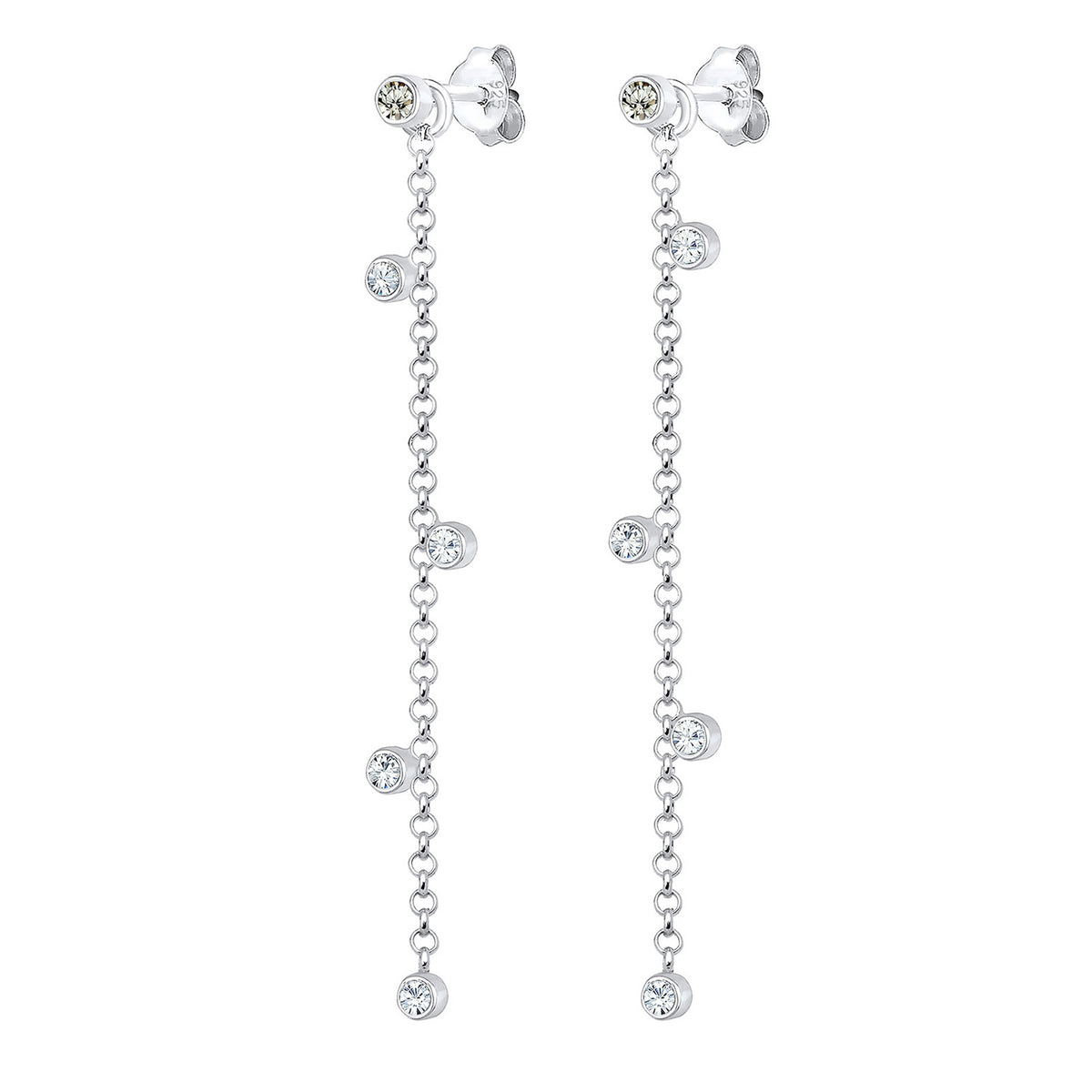Silber - Elli | Ohrhänger Ear Chain | Mit Kristallen von Swarovski® (Weiß) | 925er Sterling Silber