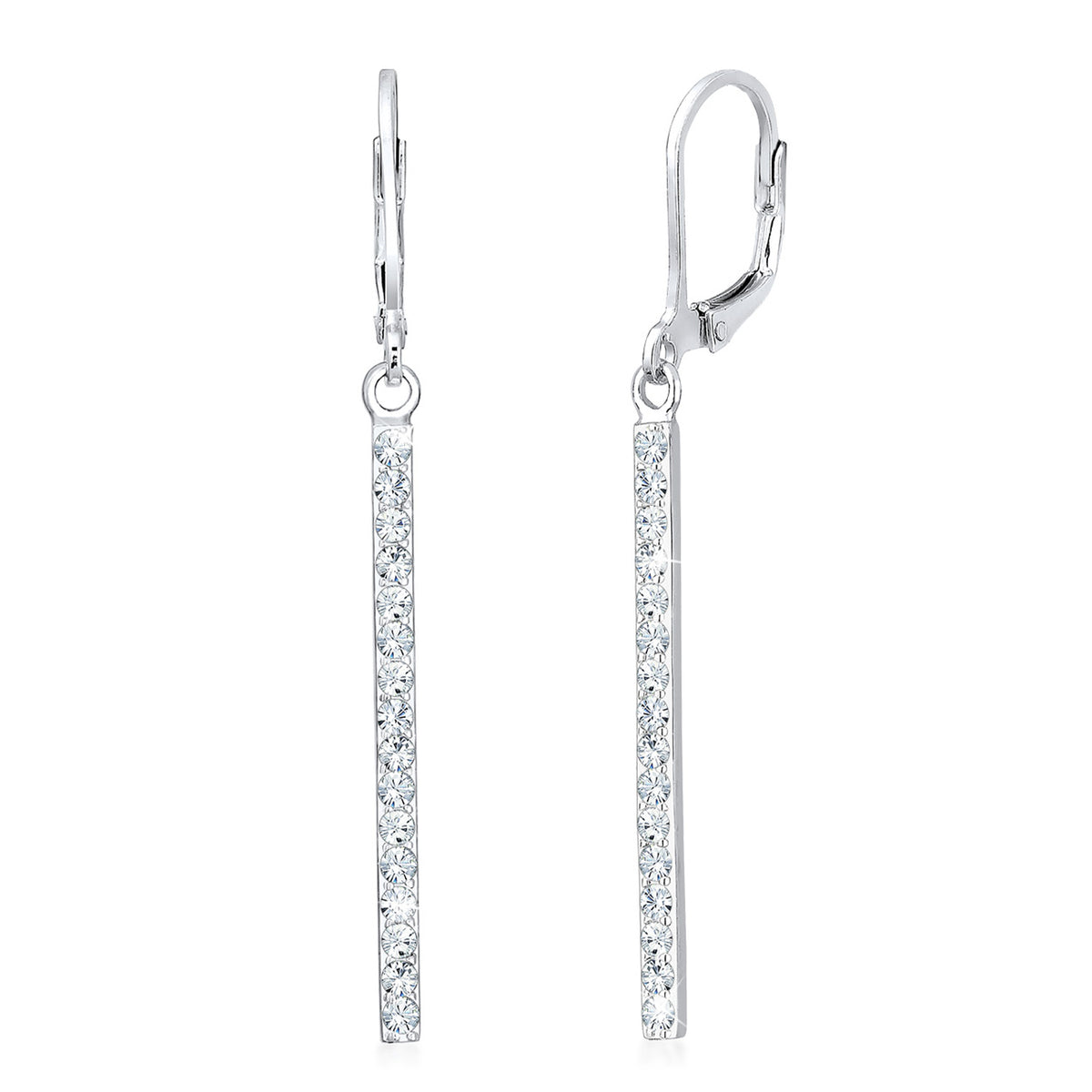 Silber - Elli | Ohrhänger Geo | Mit Kristallen von Swarovski® (Weiß) | 925er Sterling Silber