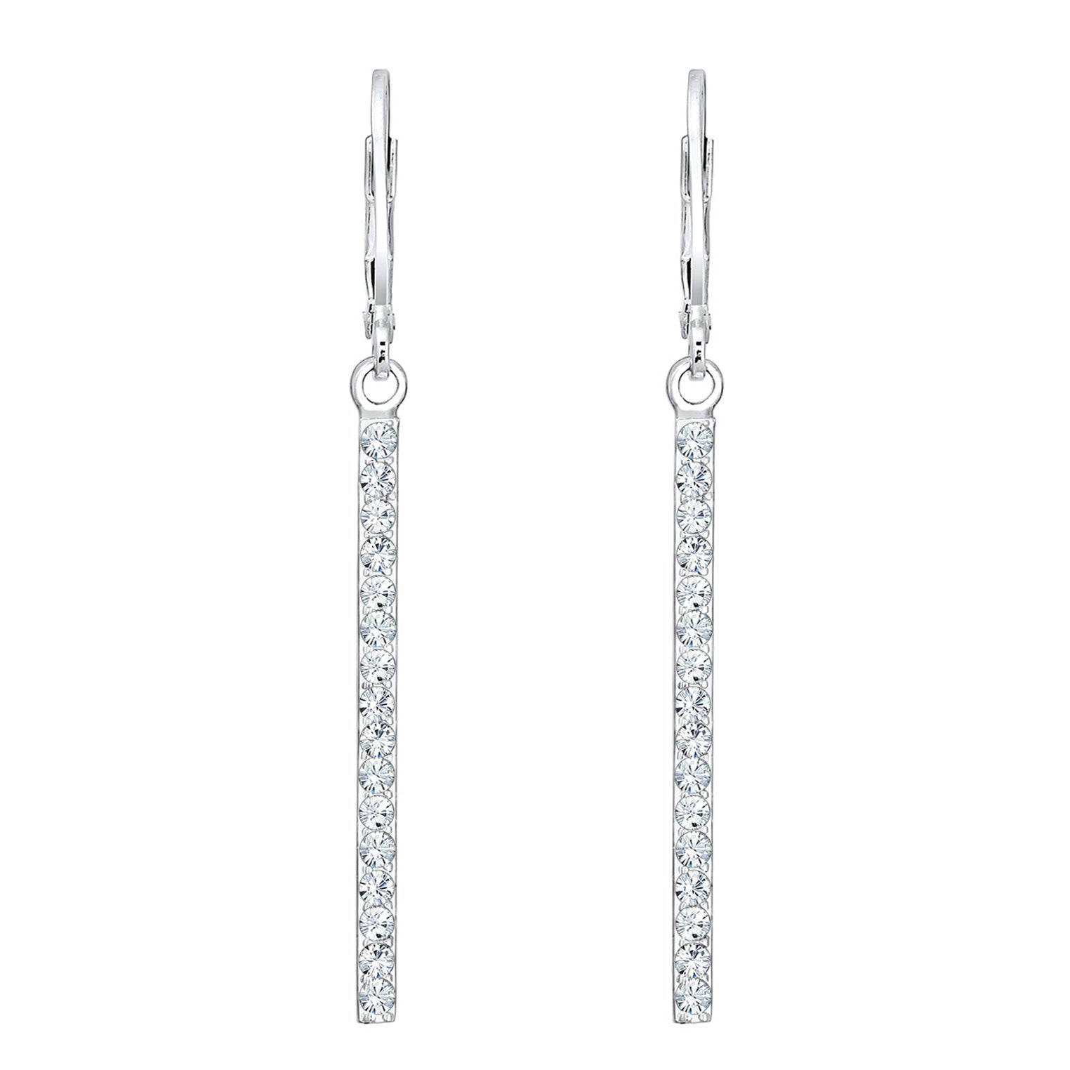Silber - Elli | Ohrhänger Geo | Kristall ( Weiß ) | 925er Sterling Silber