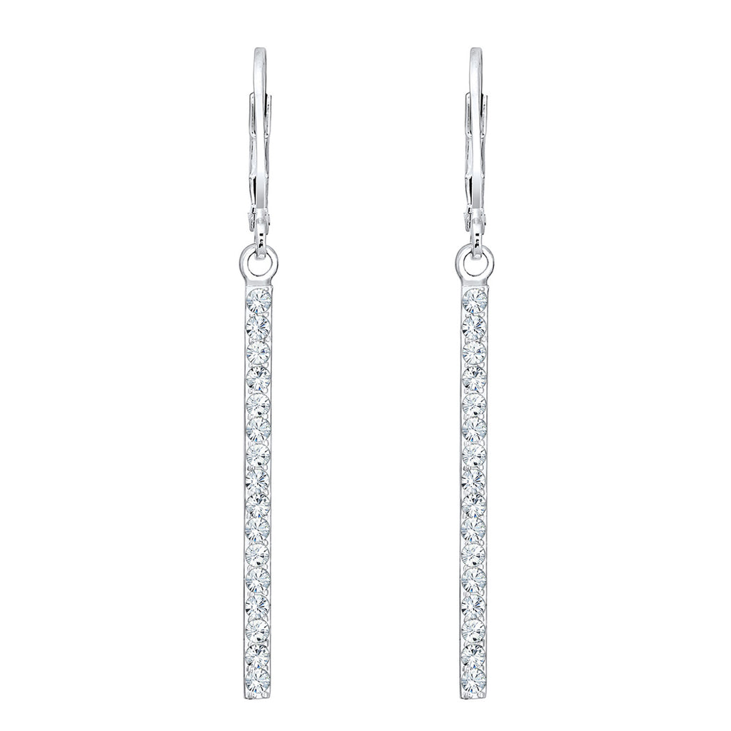 Silber - Elli | Ohrhänger Geo | Mit Kristallen von Swarovski® (Weiß) | 925er Sterling Silber